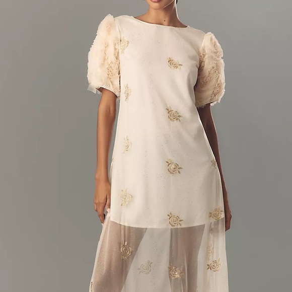 Anthropologie Let Me Be Floral Embroidered Midi Dress Size S NEW - Picture 2 of 7